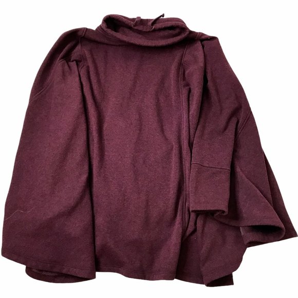 UGG Fleece Cozy Cape Poncho, Burgundy Purple L - Picture 2 of 8